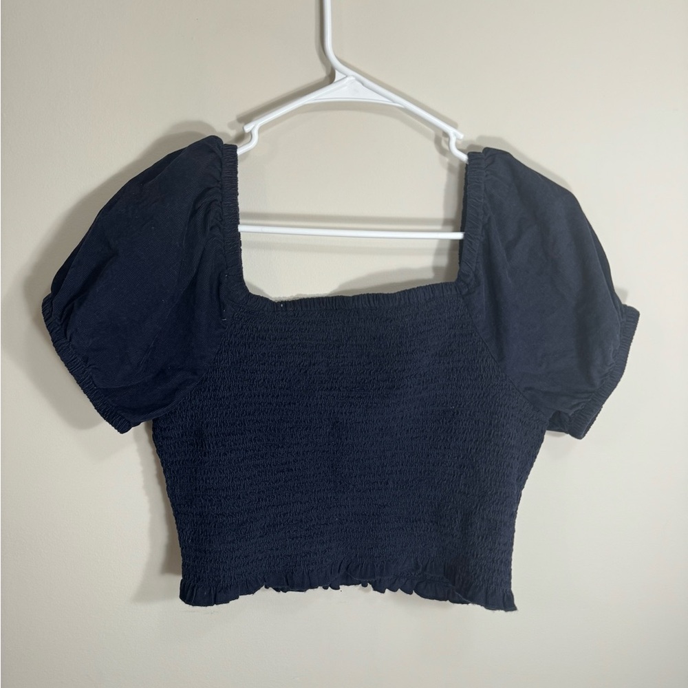 American Eagle Outfitters Navy Smocked Blouse